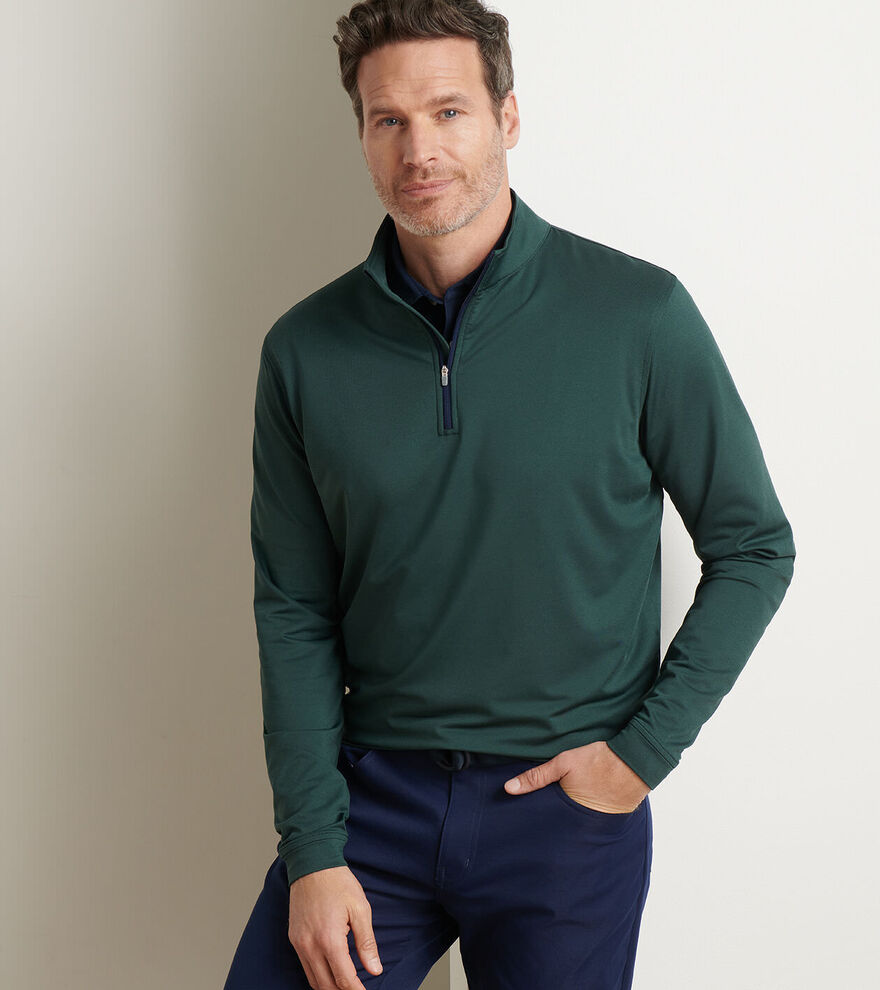 Peter Millar Perth  Melange Performance Quarter Zip - Nordic Pine