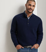 Peter Millar Brant Button Mock Sweater Navy