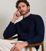 Peter Millar- Autumn Crest Honeycomb Crewneck Sweater- Navy