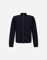 Herno - Cardigan in Wool Silk and Ecoage - Dark Blue