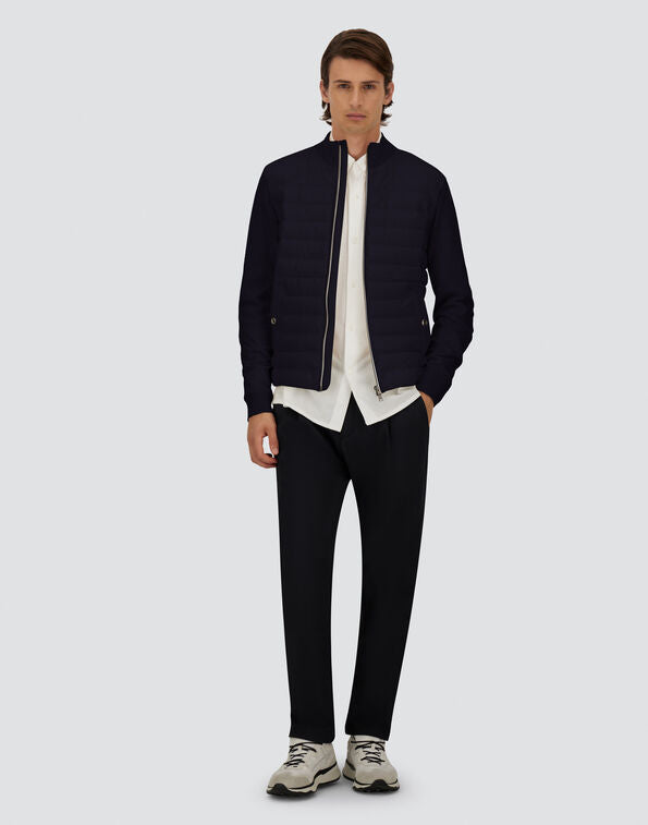 Herno - Cardigan in Wool Silk and Ecoage - Dark Blue