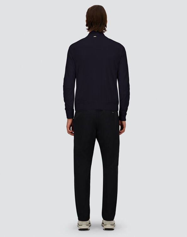 Herno - Cardigan in Wool Silk and Ecoage - Dark Blue