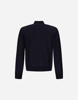 Herno - Cardigan in Wool Silk and Ecoage - Dark Blue