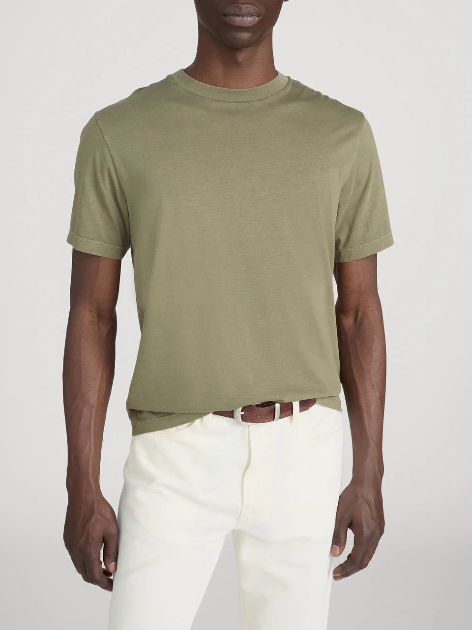 FRAME - Short Sleeve Light Cotton Tee - Antique Green