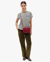 Clare V.- Midi Sac w/ Pocket Medium Woven Diagonal- Garnet