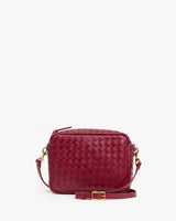 Clare V.- Midi Sac w/ Pocket Medium Woven Diagonal- Garnet
