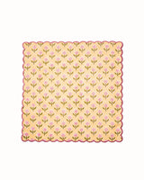 Inner Child Mona Scallop Embroidered Blockprint Napkins In Butter Yellow