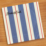 Hester & Cook - Cocktail Napkin - Navy & Red Awning Stripe