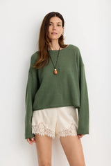 One Grey Day- Isola Cashmere Pullover- Thyme