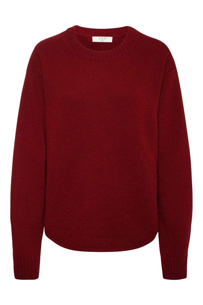 One Grey Day- Briar Cashmere Crewneck- Currant