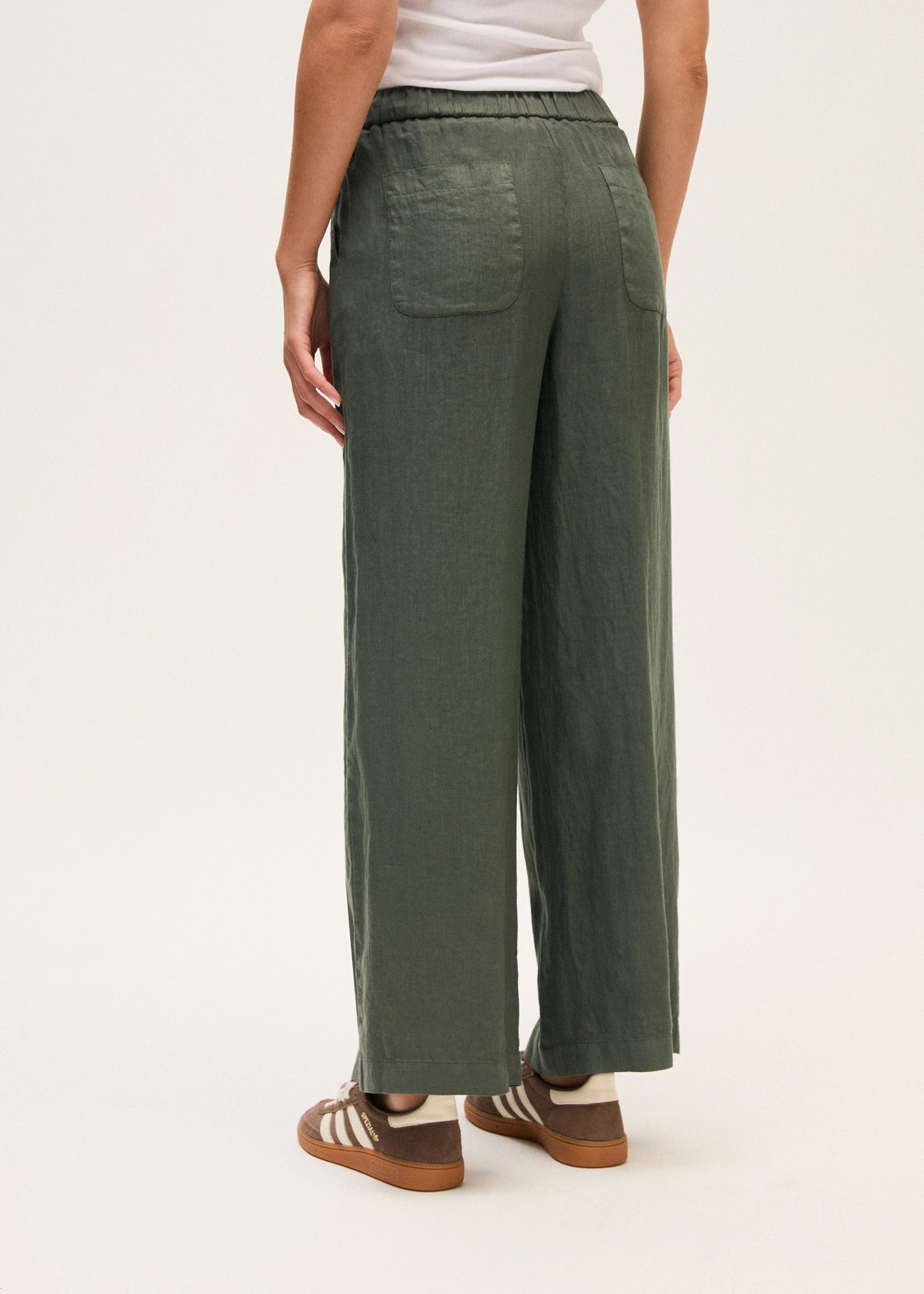 Rosso35 N1774PA Garment-dyed linen wide trousers