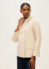 Rosso35 S7435A Double-breasted jacket in linen cotton twill