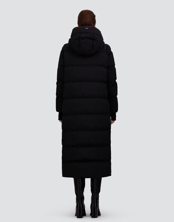 Herno- 2 layer Windstopper Quilted Maxi Coat w/ Detachable Hood- Black