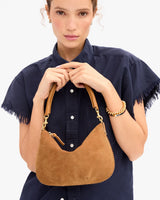 Clare V.- Petit Moyen Messenger Suede w/ Whipstich- Carmel