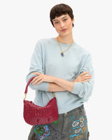 Clare V.- Petit Moyen Messenger Medium Woven Diagonal Bag- Garnet