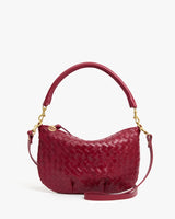 Clare V.- Petit Moyen Messenger Medium Woven Diagonal Bag- Garnet