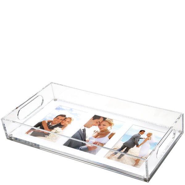 Tara Wilson Designs - Photo Tray - 16" X 8" With  White Mat For Three 5" X 7" Photos