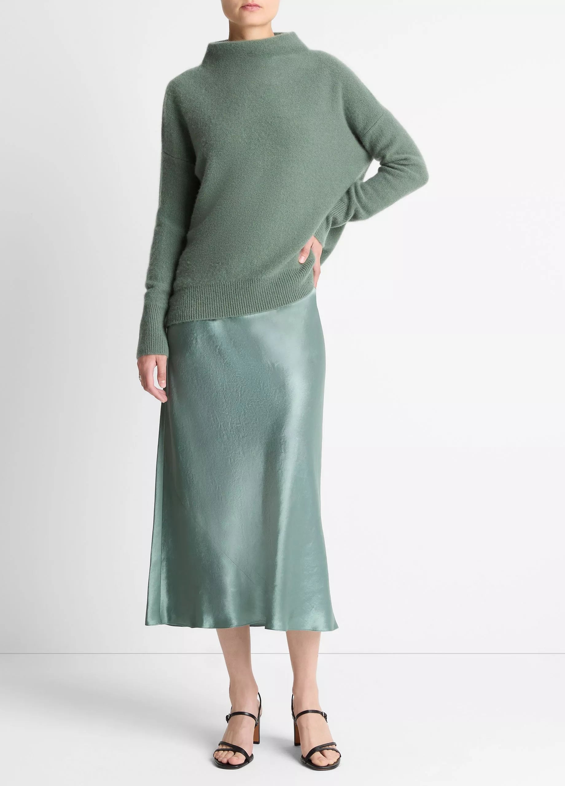 Vince - Boiled Funnel Neck Pullover - Deep Patina