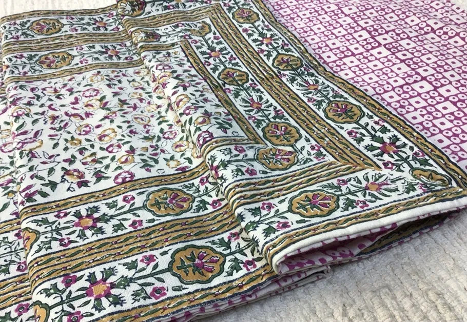 Natural Habitat Block Print Runner in Cornwall Plum/ Green