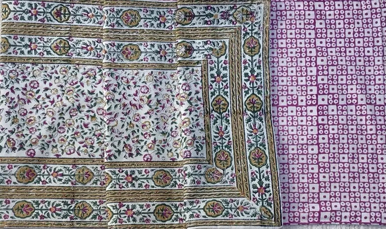 Natural Habitat Block Print Runner in Cornwall Plum/ Green