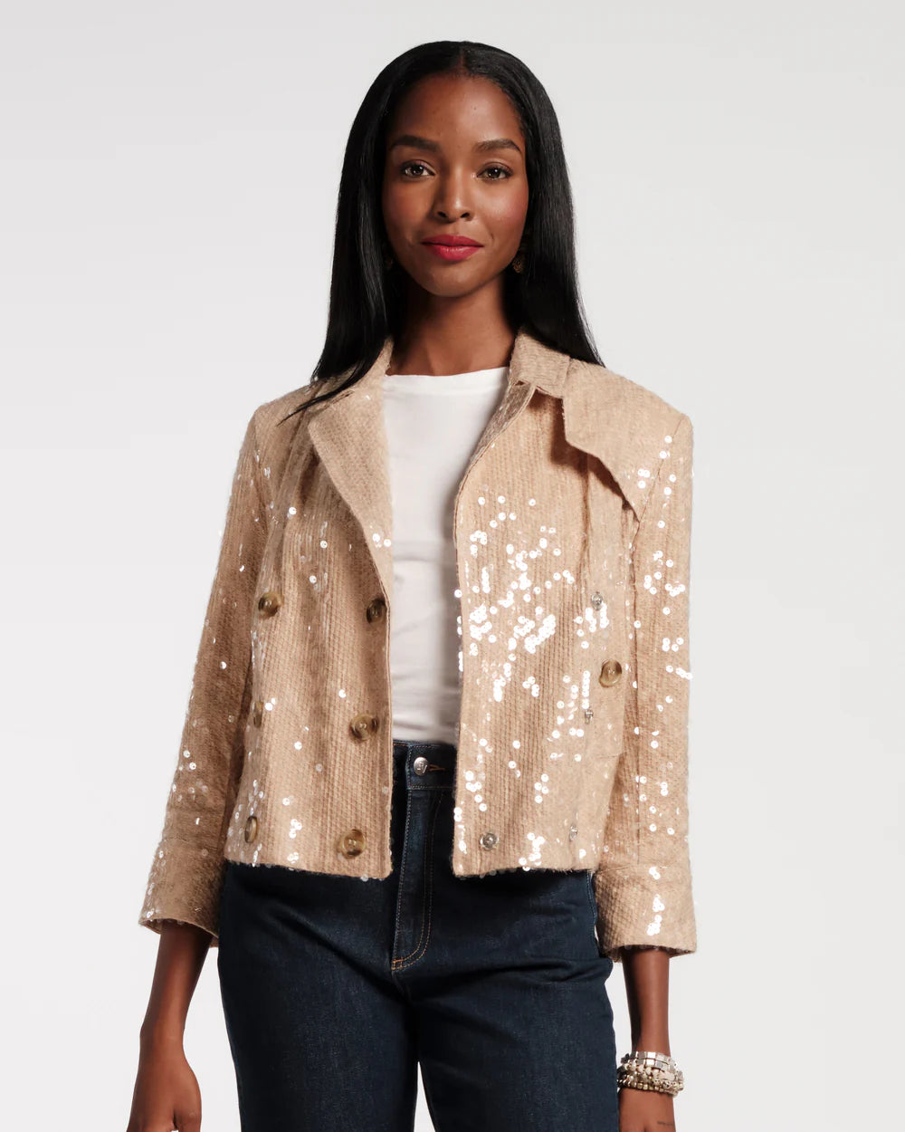 Frances Valentine - Sequin Moto Jacket - Champagne