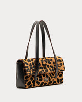 Frances Valentine - Small Slim Leopard Printed Haircalf Tote - Camel/Black