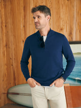 Faherty - Movement Quarter Zip Sweater - Marine Navy Heather