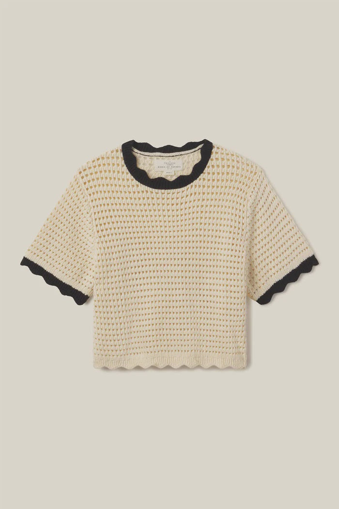 Trovata Birds of Paradis - Jules Sweater T-Shirt Antique White With Black Trim