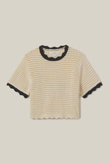 Trovata Birds of Paradis - Jules Sweater T-Shirt Antique White With Black Trim