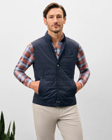 Johnnie-O- Bauer Snap Front Quilted Vest- Navy