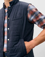 Johnnie-O- Bauer Snap Front Quilted Vest- Navy