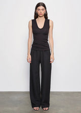 Enza Costa Textured Rib Sleeveless U in Black