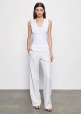 Enza Costa Textured Rib Sleeveless U in White