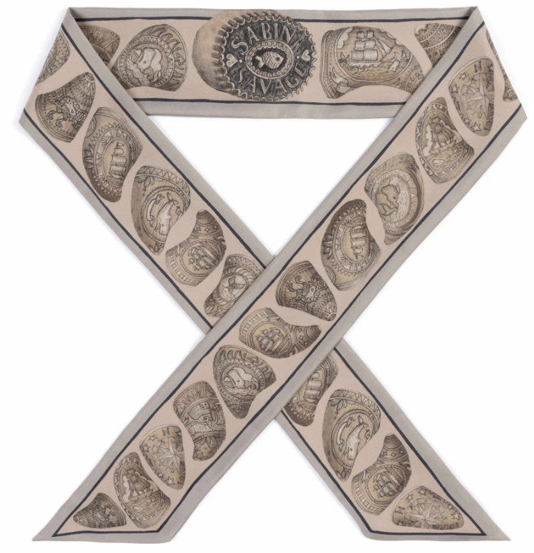 Sabina Savage - The Scrimshaw Skeleton Silk Ribbon -  Large (4"x63")