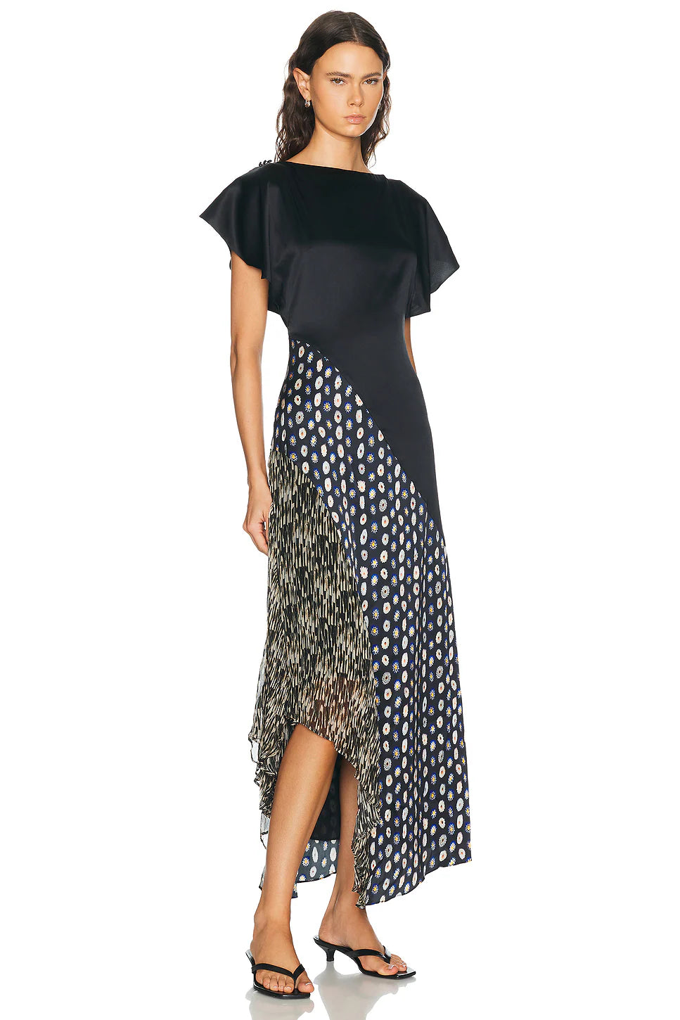 STAUD- Fawn Silk Dress- Black Multi