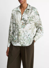 Vince - Grape Vine Placed Smocked Long Sleeve Blouse - Cream Fresco