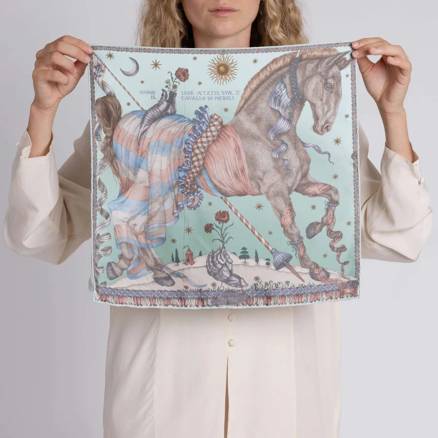 Sabina Savage - The Celestial Steed Silk Twill 42 - Celadon/Salt