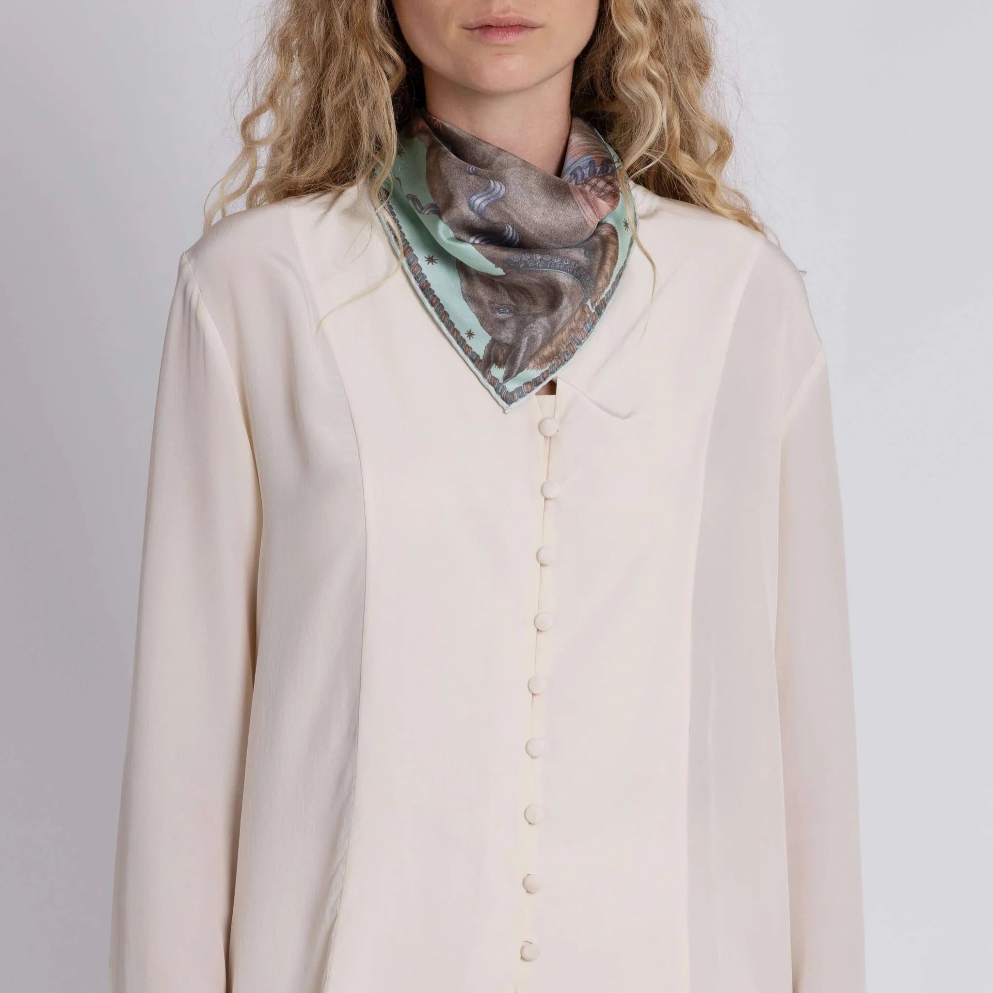 Sabina Savage - The Celestial Steed Silk Twill 42 - Celadon/Salt