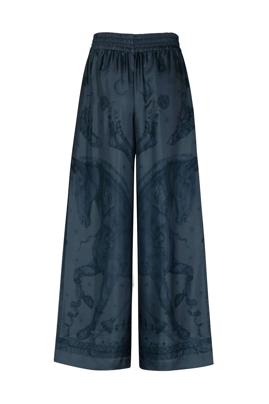Sabina Savage - The Celestial Steed Loose Silk Lounge Trousers - Mercury/Moonstone