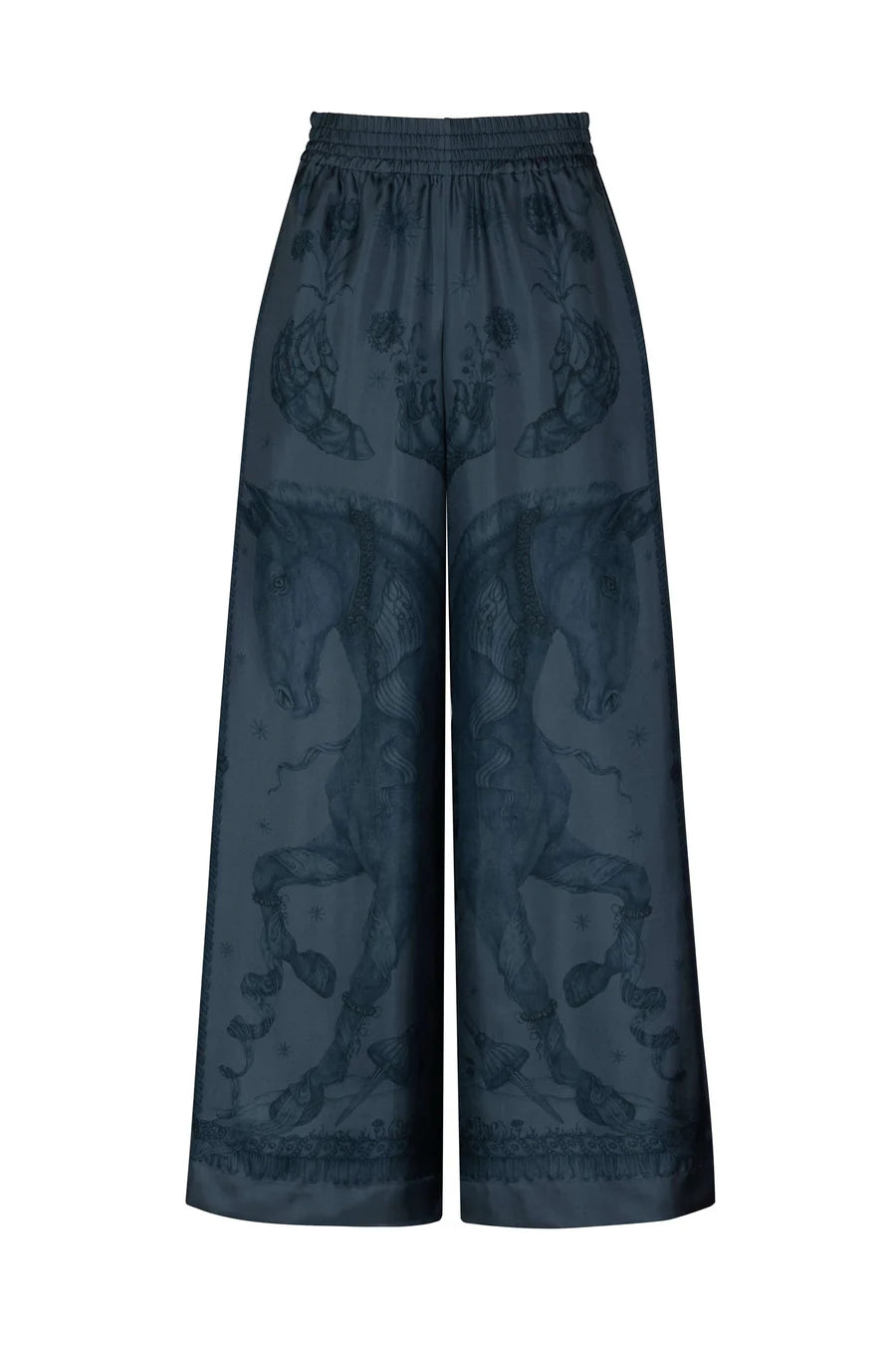 Sabina Savage - The Celestial Steed Loose Silk Lounge Trousers - Mercury/Moonstone