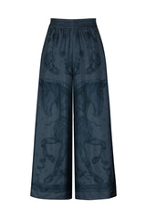Sabina Savage - The Celestial Steed Loose Silk Lounge Trousers - Mercury/Moonstone