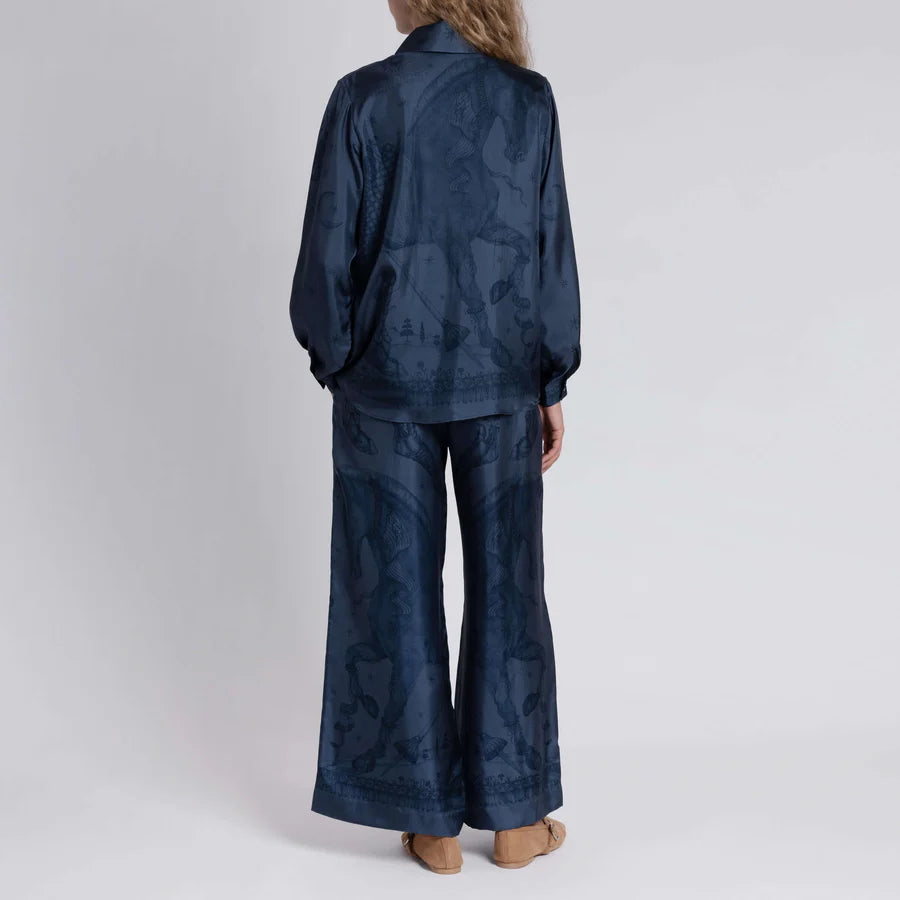 Sabina Savage - The Celestial Steed Silk Oxford Shirt - Mercury/Moonstone