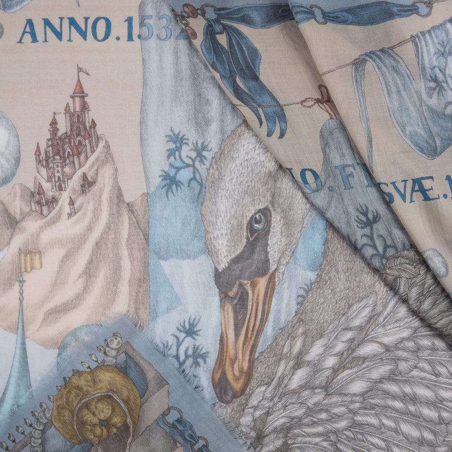 Sabina Savage - The Glass Swan Cashmere Shawl 135 - Crystal/Calcite