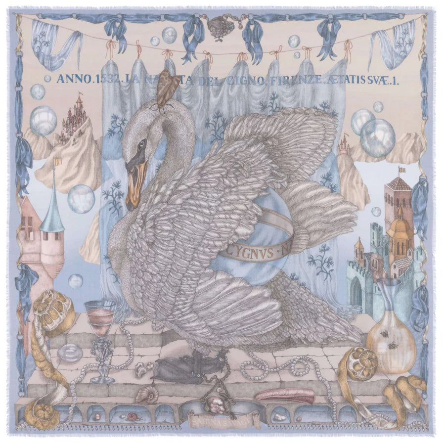 Sabina Savage - The Glass Swan Cashmere Shawl 135 - Crystal/Calcite