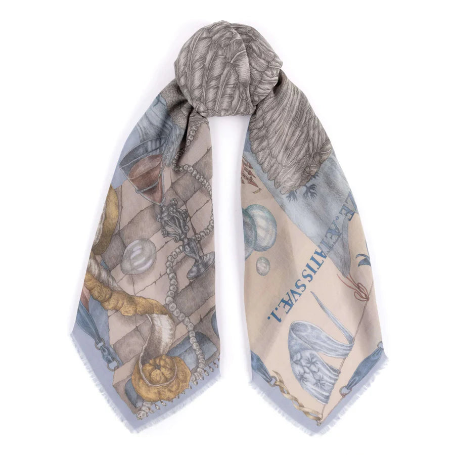 Sabina Savage - The Glass Swan Cashmere Shawl 135 - Crystal/Calcite