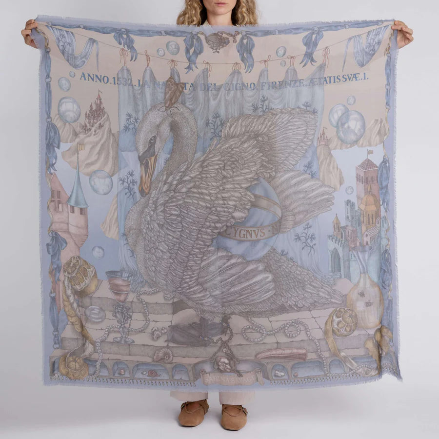 Sabina Savage - The Glass Swan Cashmere Shawl 135 - Crystal/Calcite