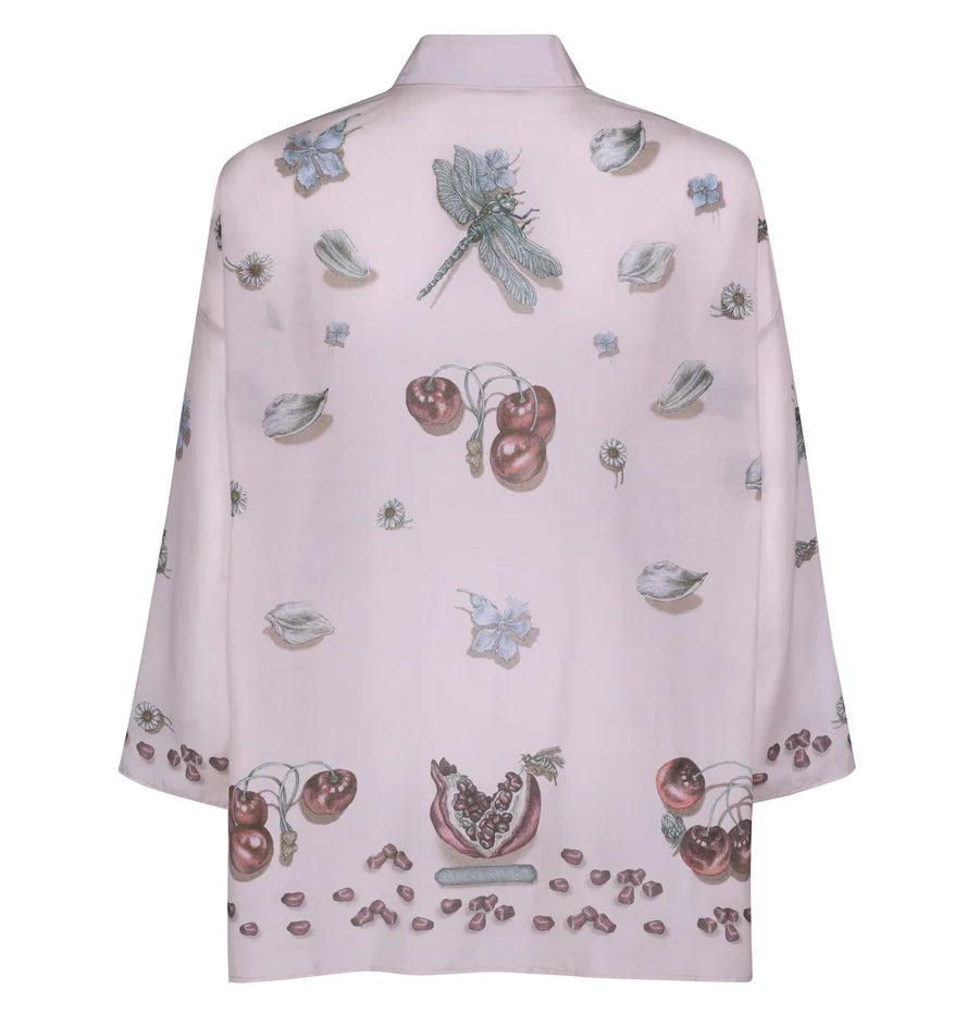 Sabina Savage - The Medici Cheetah Cotton/Silk Shirt - Morello/Mint