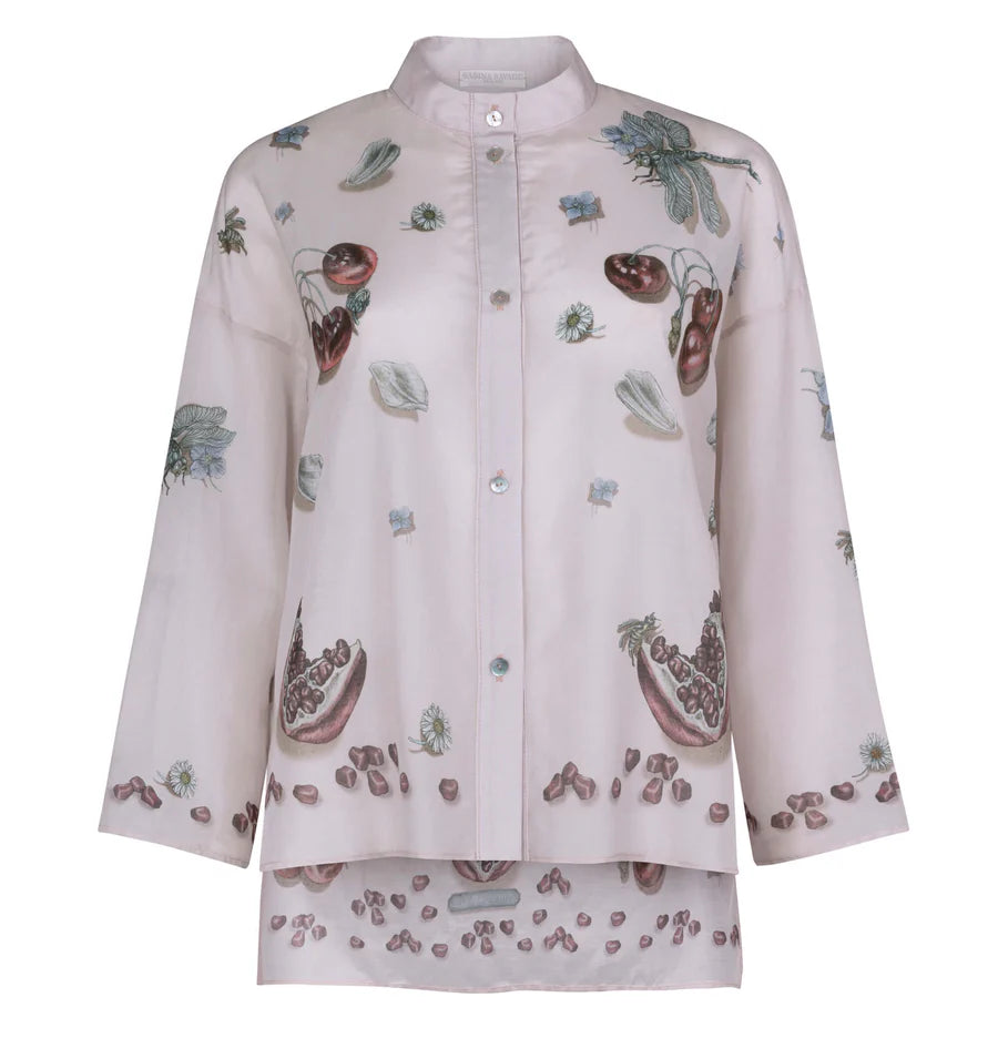 Sabina Savage - The Medici Cheetah Cotton/Silk Shirt - Morello/Mint