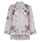 Sabina Savage - The Medici Cheetah Cotton/Silk Shirt - Morello/Mint