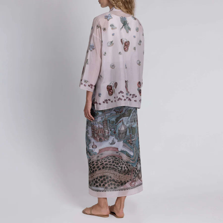 Sabina Savage - The Medici Cheetah Cotton/Silk Shirt - Morello/Mint